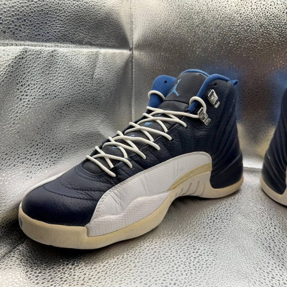 Size 11 Air‎ Jordan 12 Retro Obsidian Navy White Mens Sneaker Shoes 130690-410